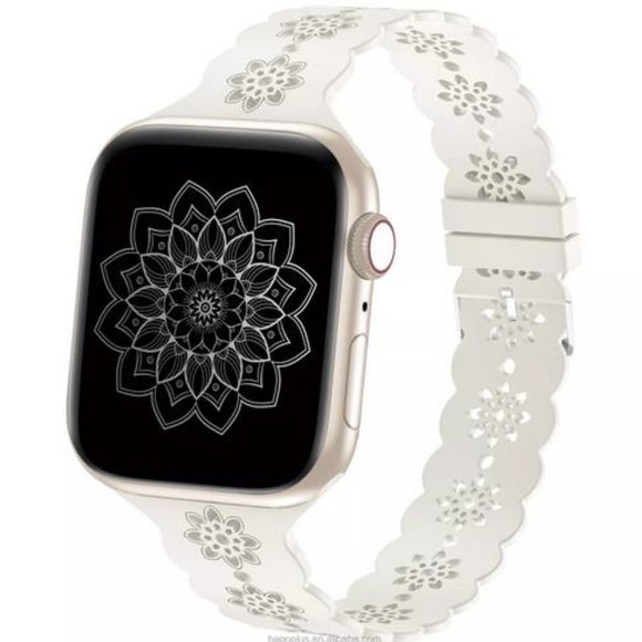 Mandala Lace Silicone Apple watch band laser cut women’s apple watch band, apple - Picture 3 of 8